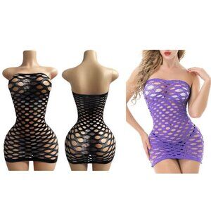 Women's Lingerie Fishnet Bodystocking Black Purple
